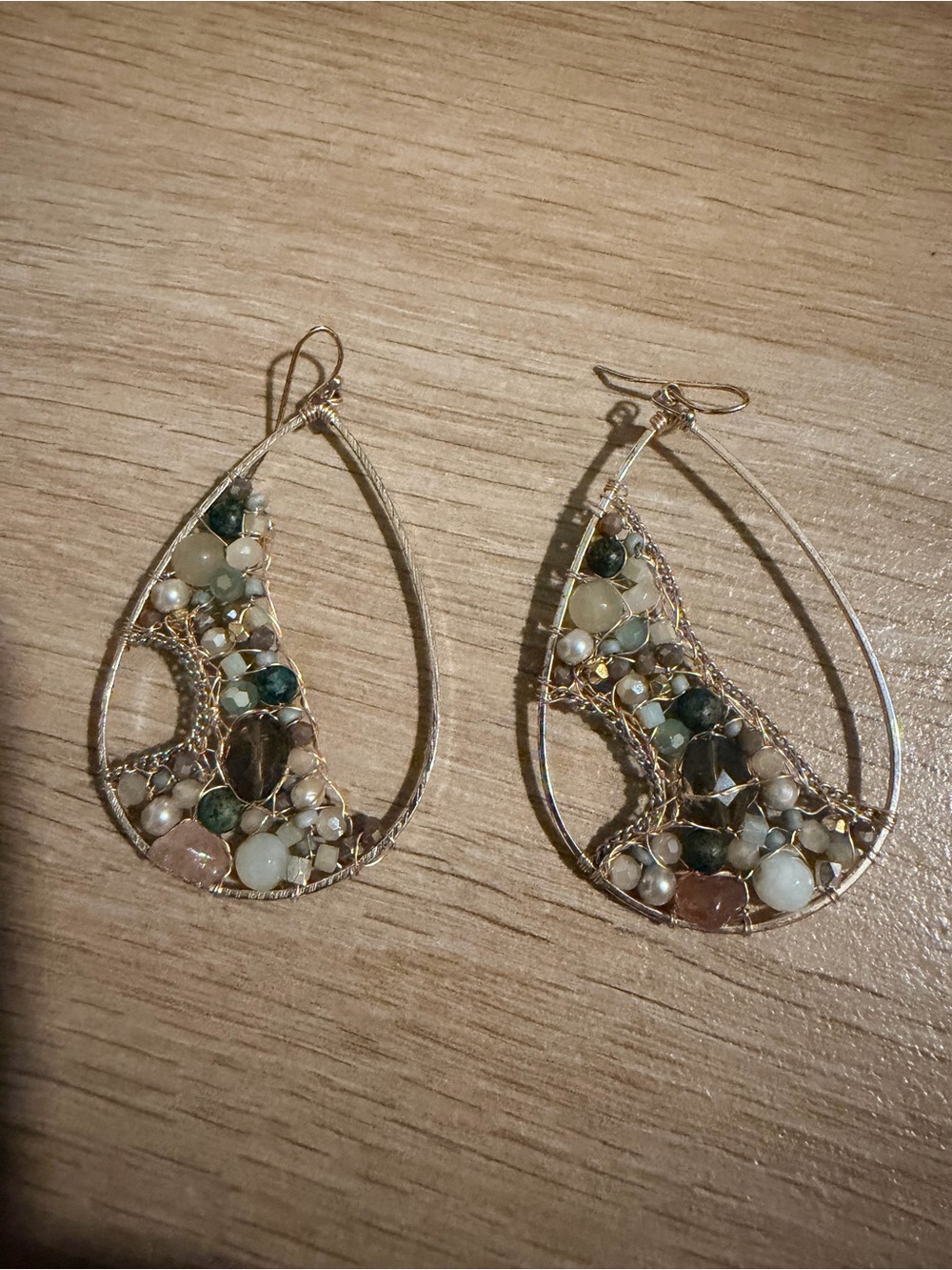 Nakamol Gold Teardrop Earrings with Multi-Colored Gem Accents